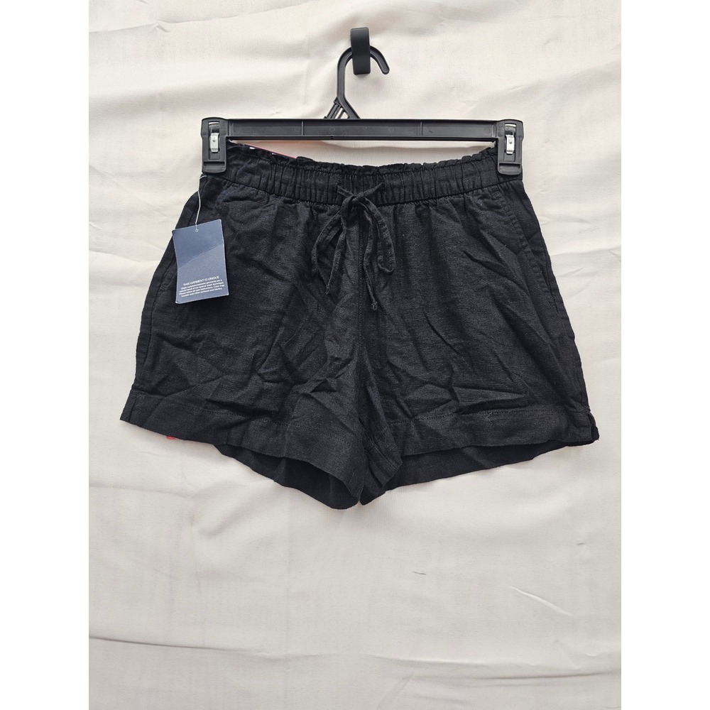 Gap Womens Linen Pull-On Shorts Black Linen Blend Relaxed Casual Size XS